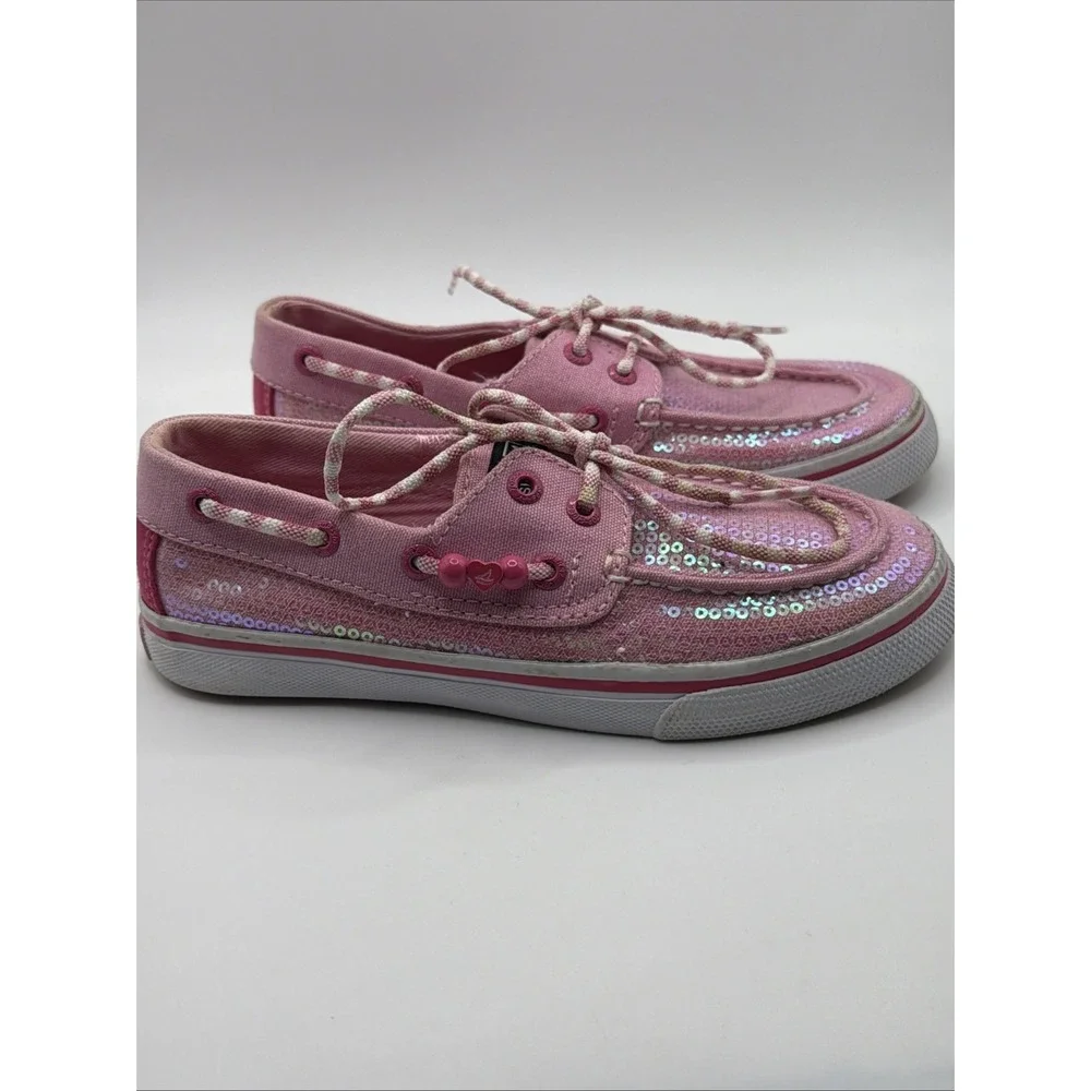 Sperry‎ Girls 13.5  Bahama Pink Sequin Boat Shoes Sparkle Lace Up Casual Flats